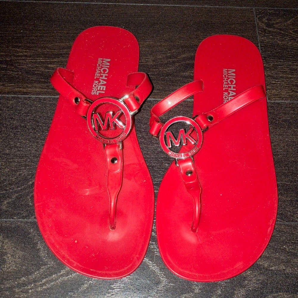 Michael Kors red jelly sandals with original box​